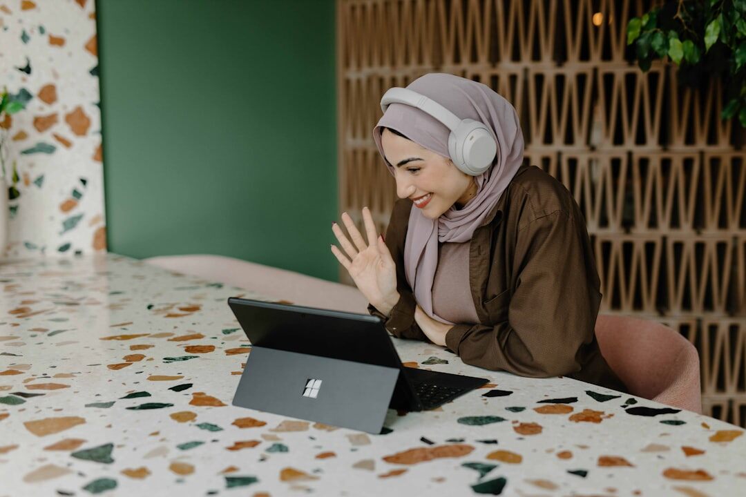 woman chatting on video call